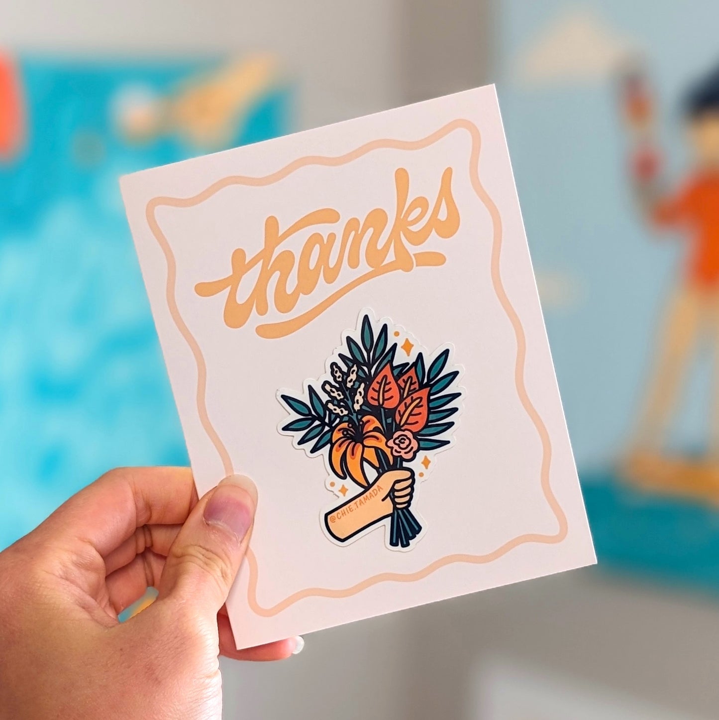 Tropical Bouquet Thank You Sticker Card