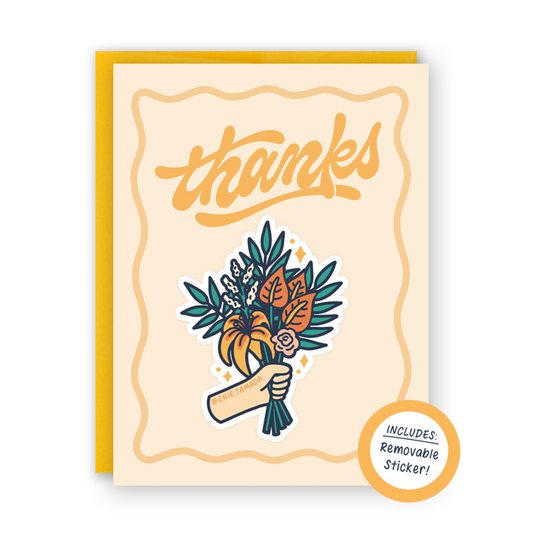 Tropical Bouquet Thank You Sticker Card