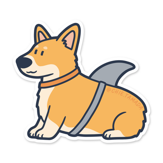 Corgi Dog Shark Sticker