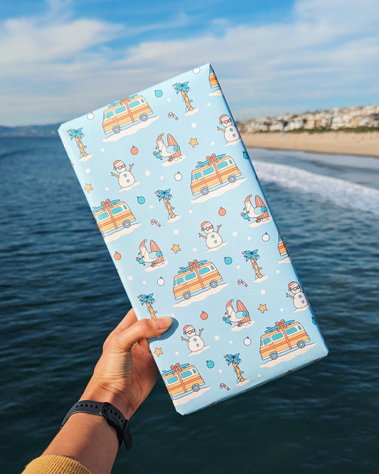 Festive Beach Vibes Holiday Gift Wrapping Sheets
