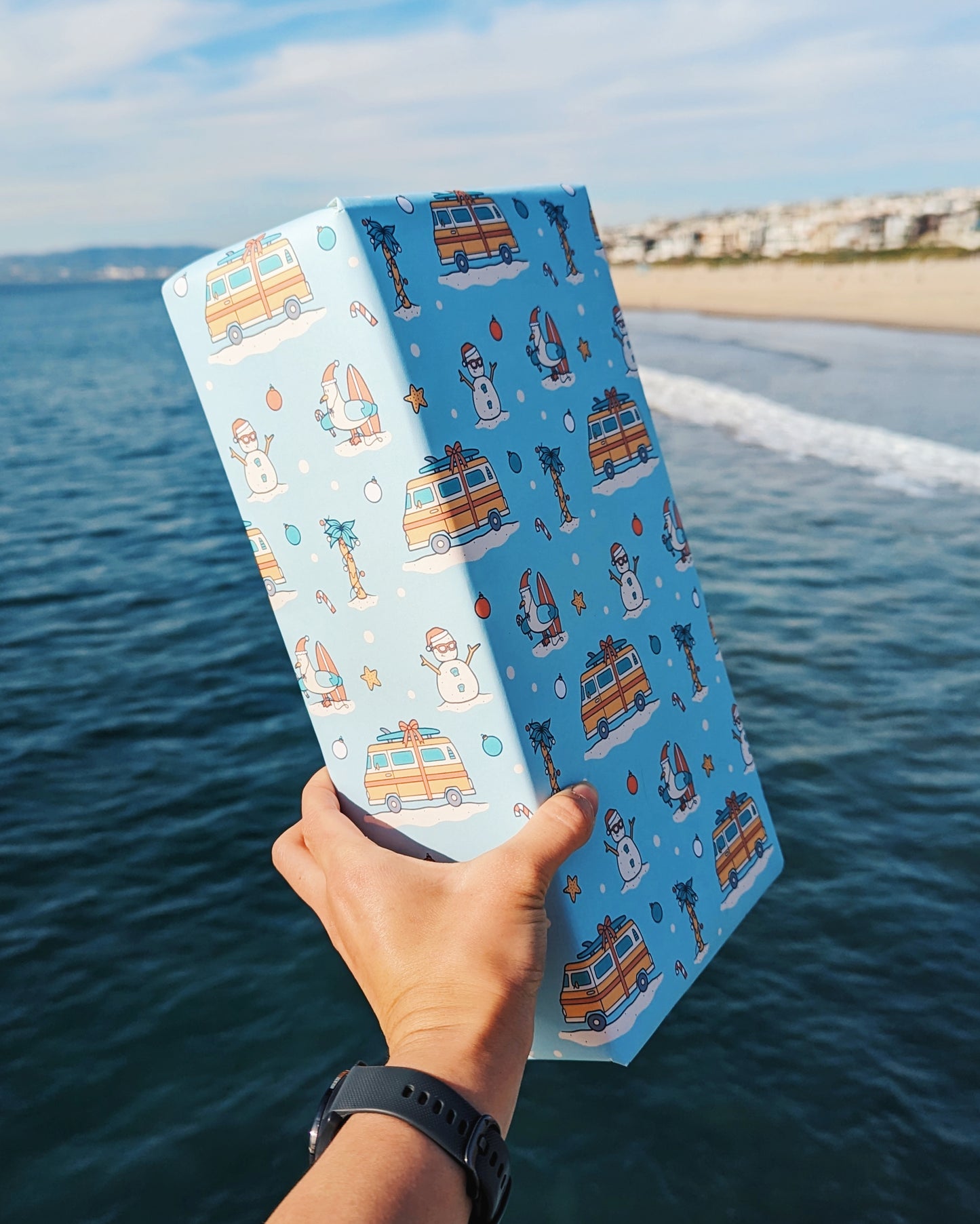 Festive Beach Vibes Holiday Gift Wrapping Sheets