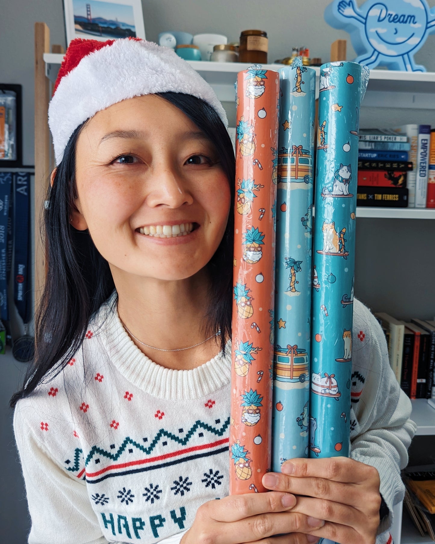 Festive Beach Vibes Holiday Gift Wrapping Sheets