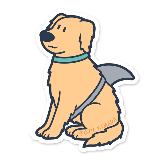 Golden Retriever Dog Shark Sticker