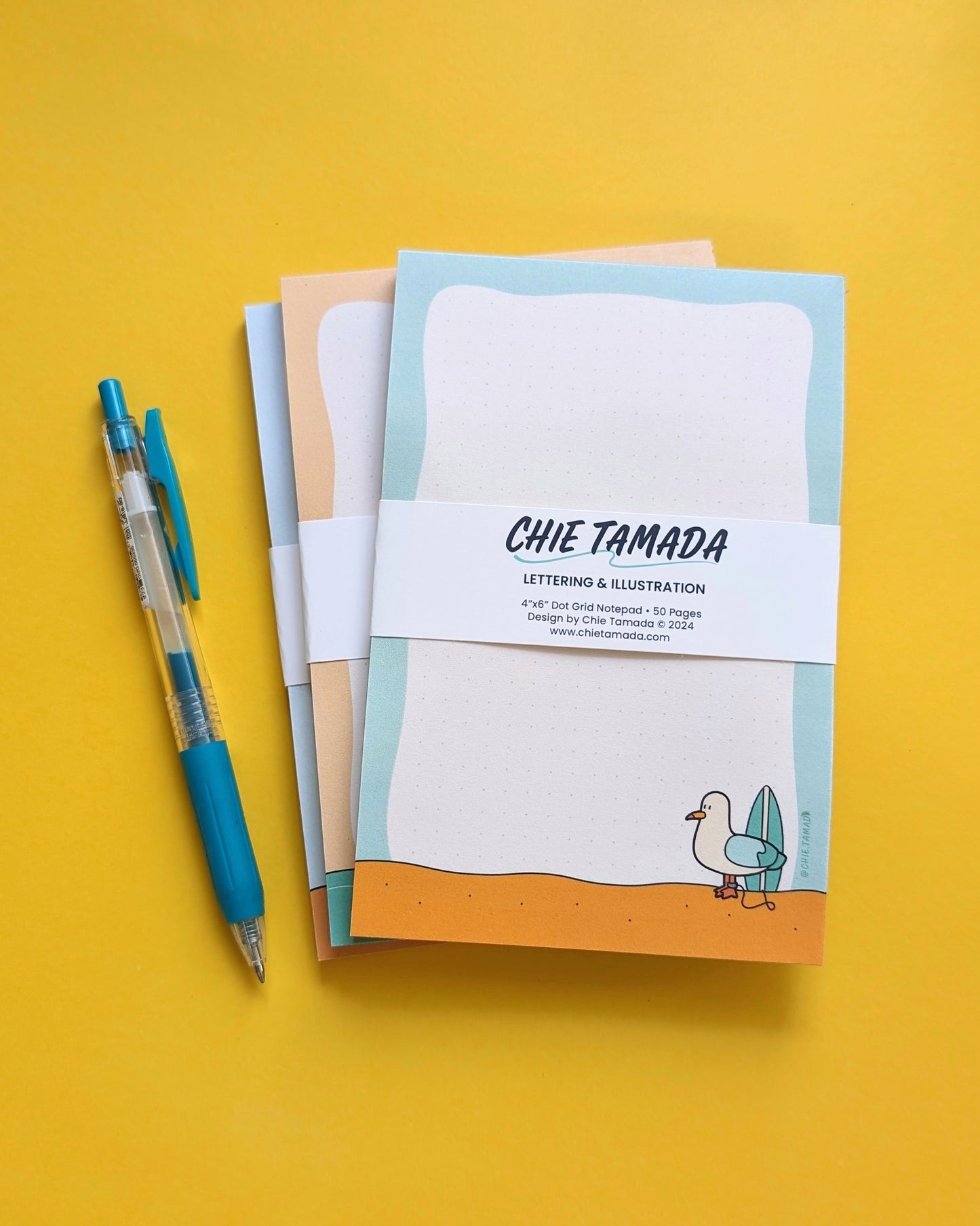 Surfer Seagull 4"x6" Dotted Grid Notepad