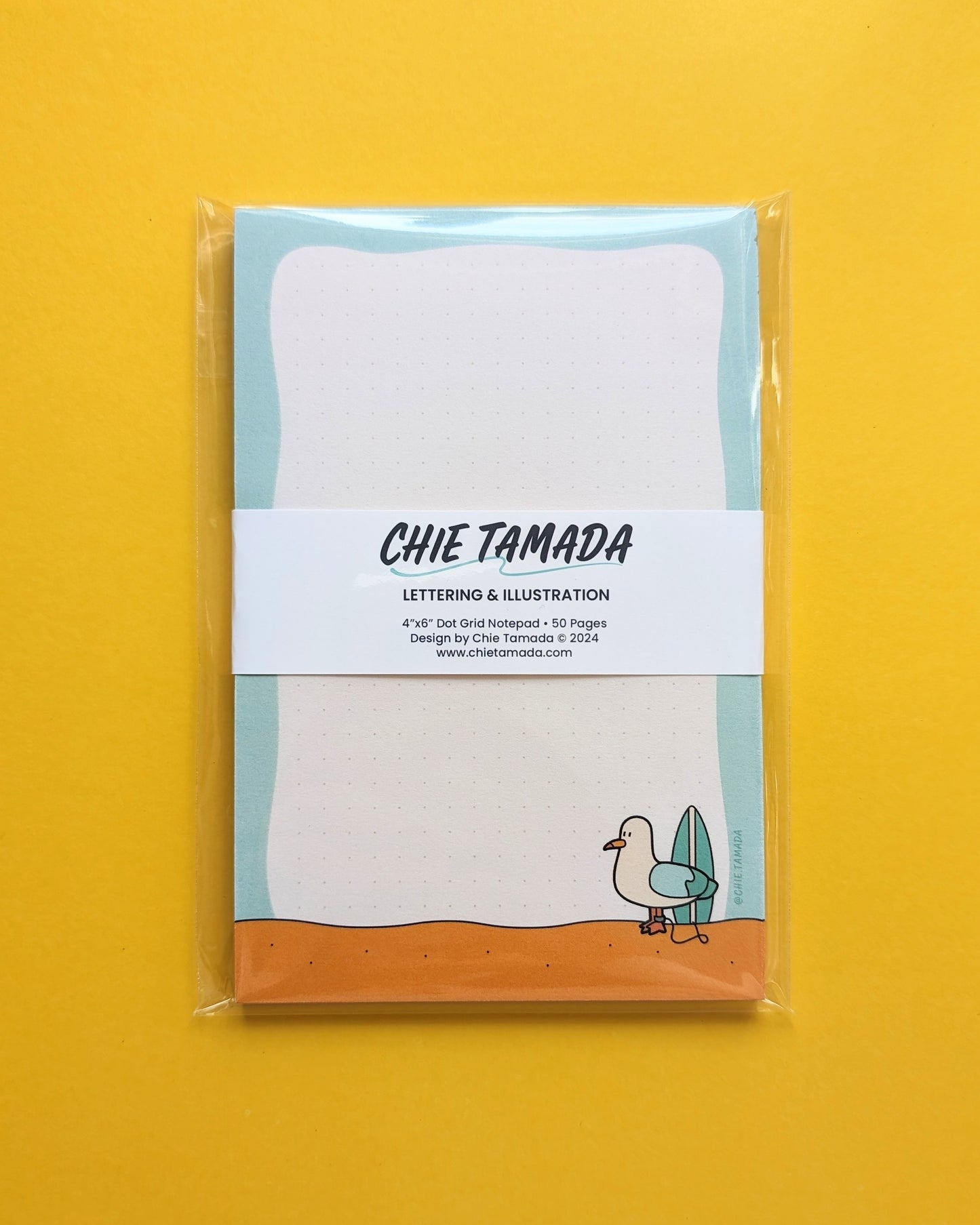 Surfer Seagull 4"x6" Dotted Grid Notepad