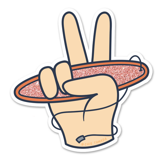 Peace Sign Red Surfboard Glitter Sticker