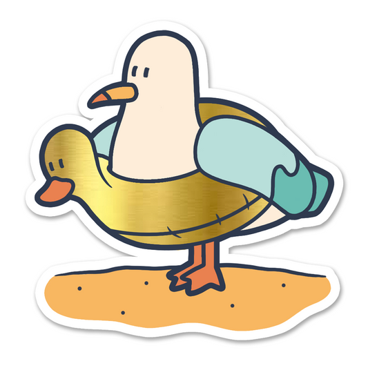 Duck Floatie Seagull Beach Metallic Sticker