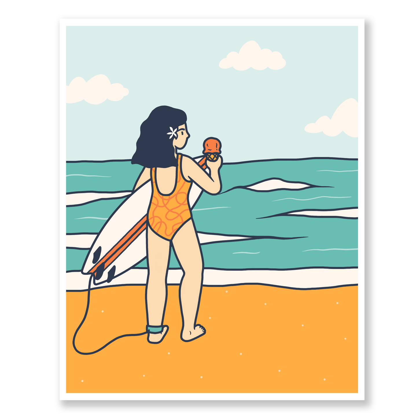 Surf Check Surfer Girl Ice Cream Wall Art Print