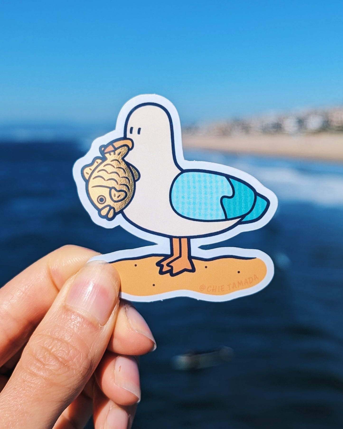 Taiyaki Seagull Beach Metallic Sticker