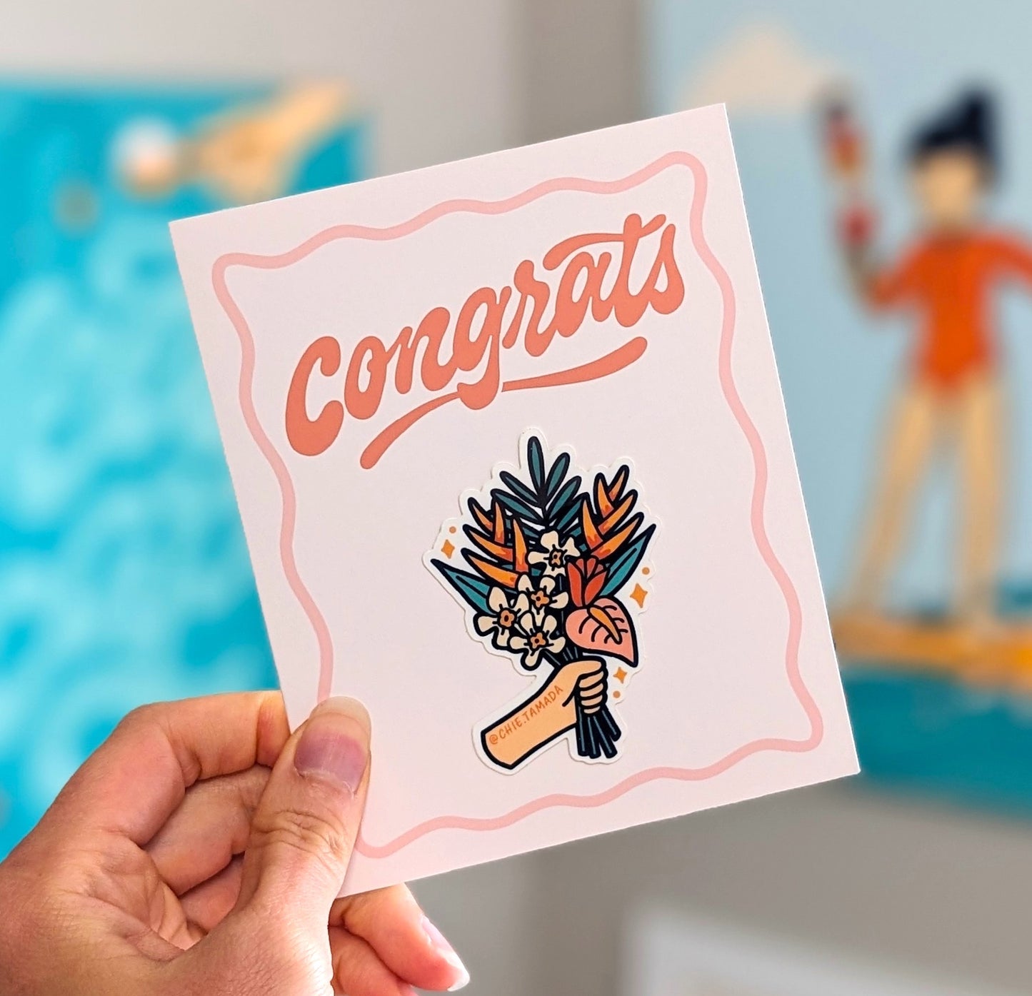 Tropical Bouquet Congrats Sticker Card