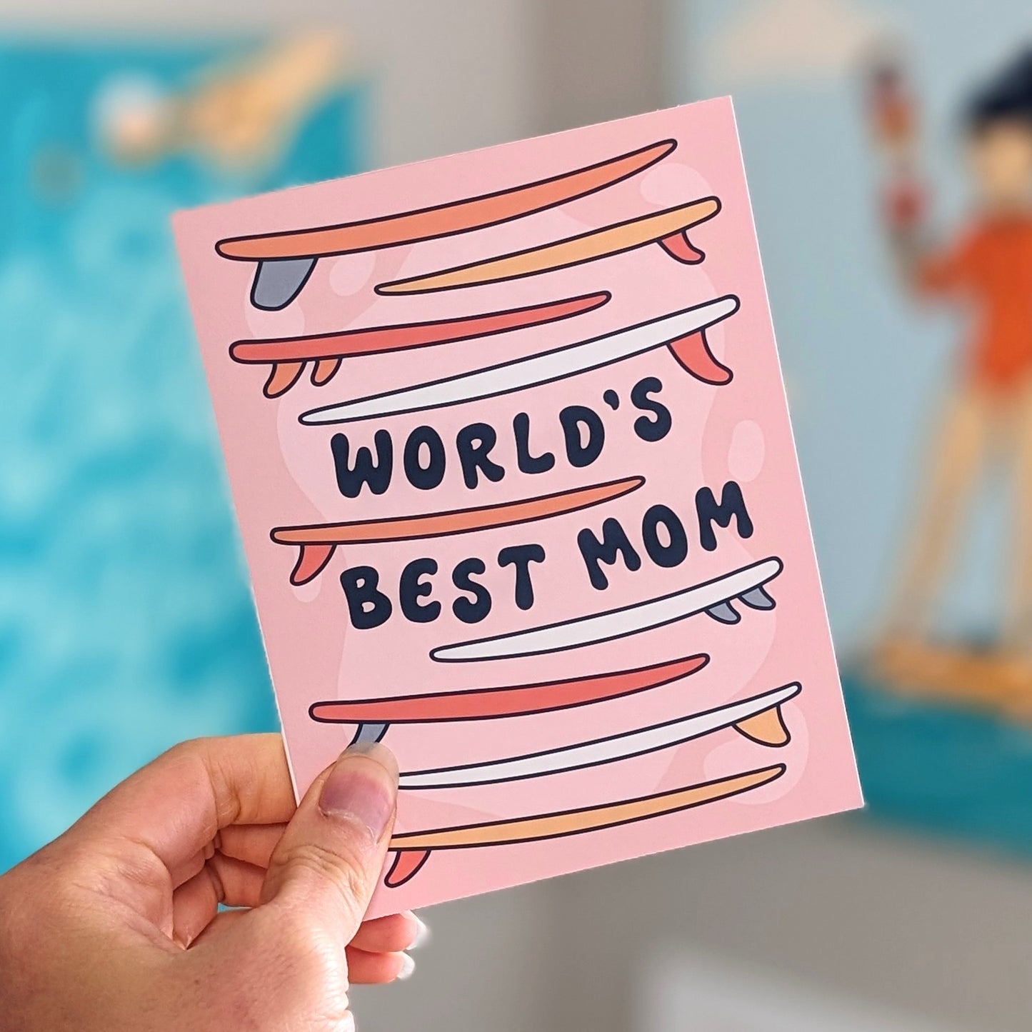 Worlds Best Surfer Mom Greeting Card