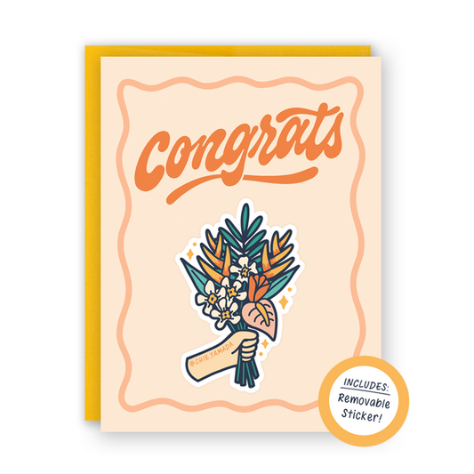 Tropical Bouquet Congrats Sticker Card