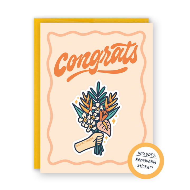 Tropical Bouquet Congrats Sticker Card
