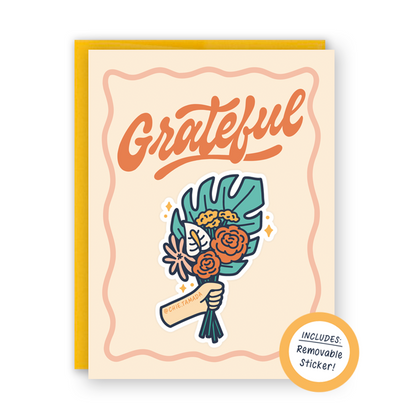 Tropical Bouquet Grateful Sticker Card