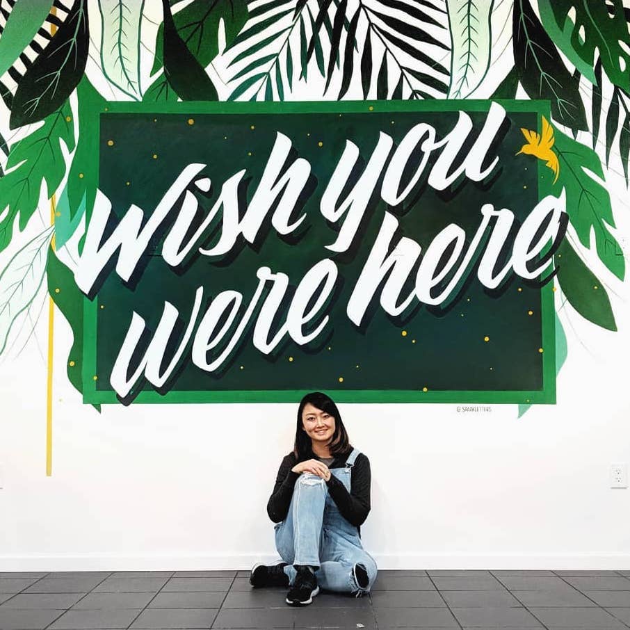 Wish You Were Here Lettering Tropical Illustration Mural