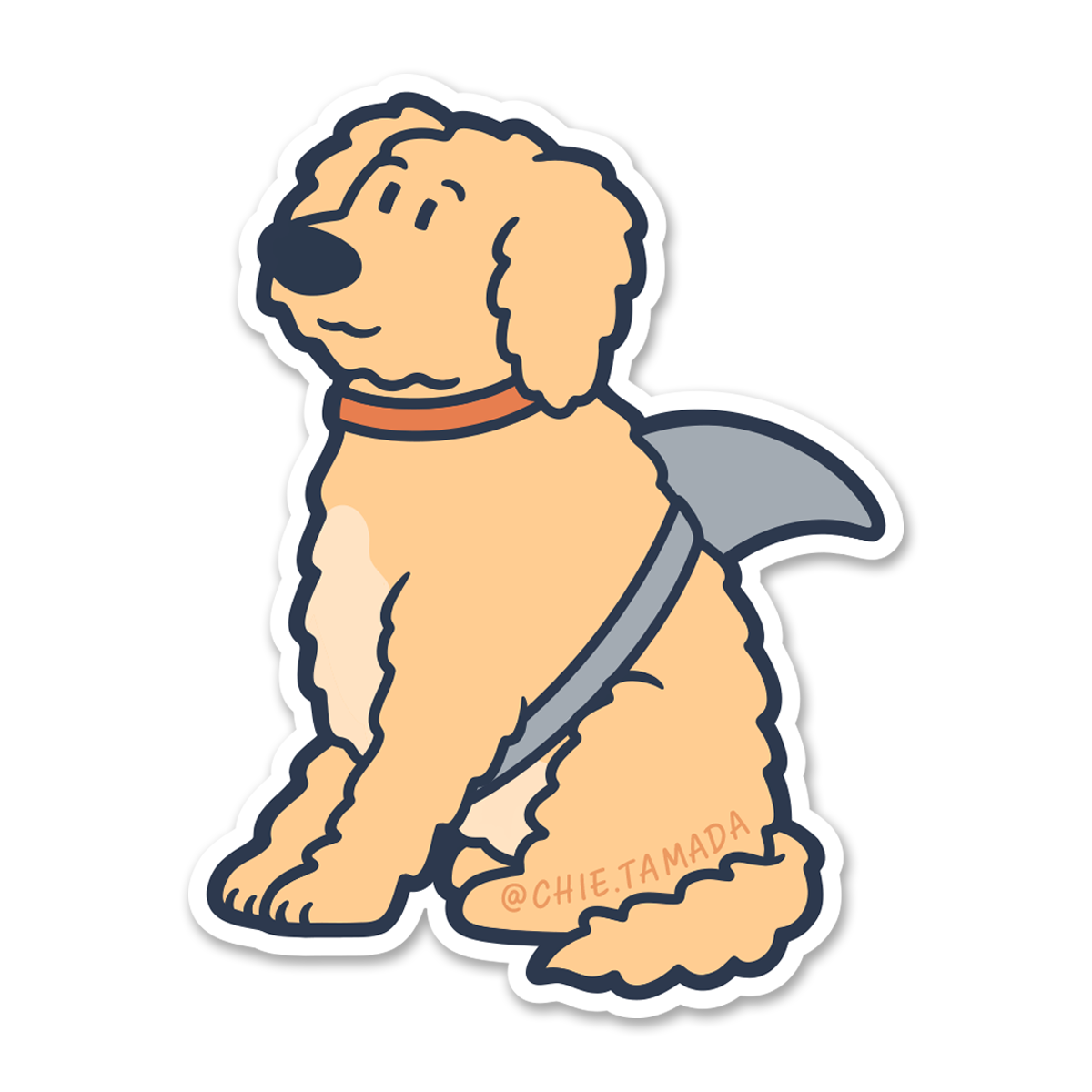 Golden Doodle Dog Shark Sticker