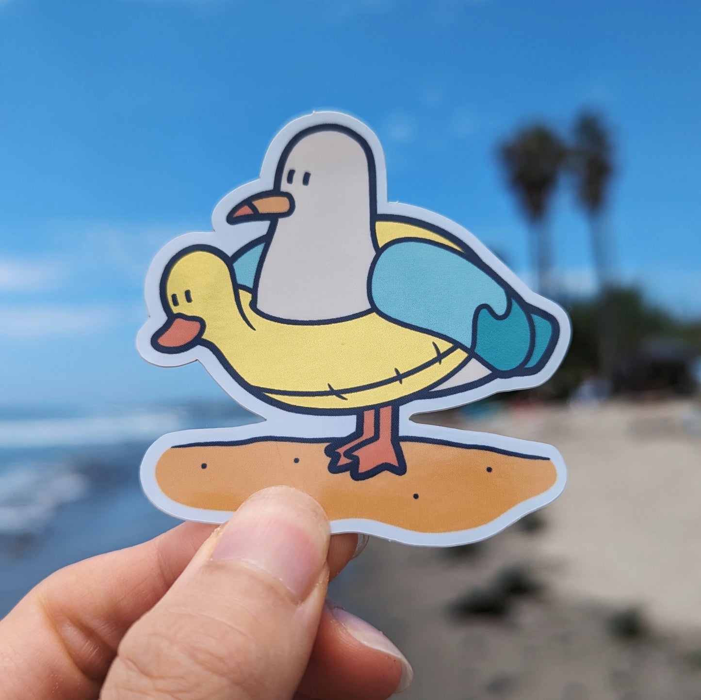 Duck Floatie Seagull Beach Metallic Sticker