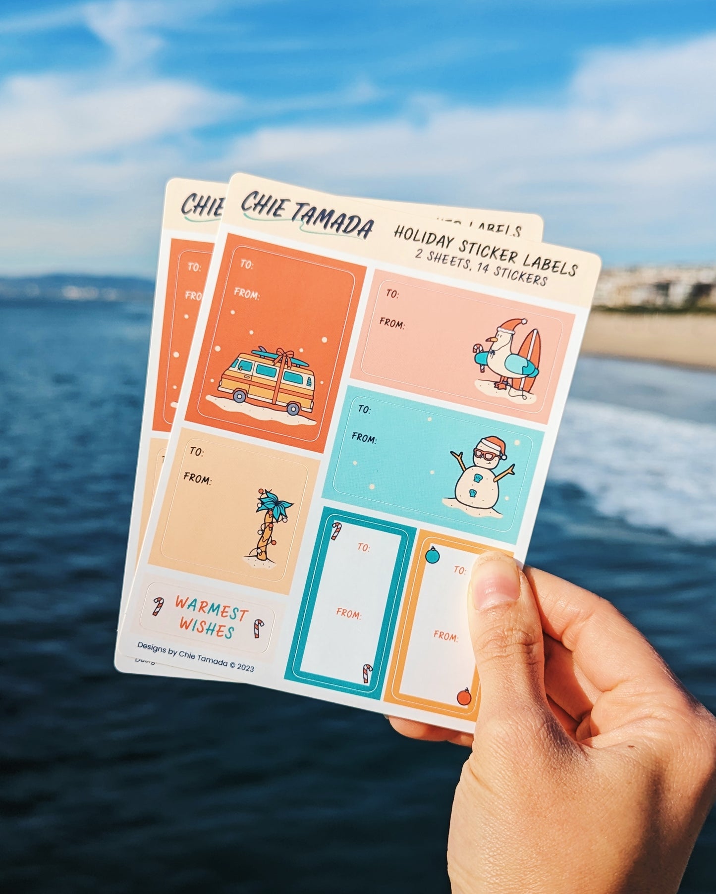 Beach Vibes Holiday Sticker Labels