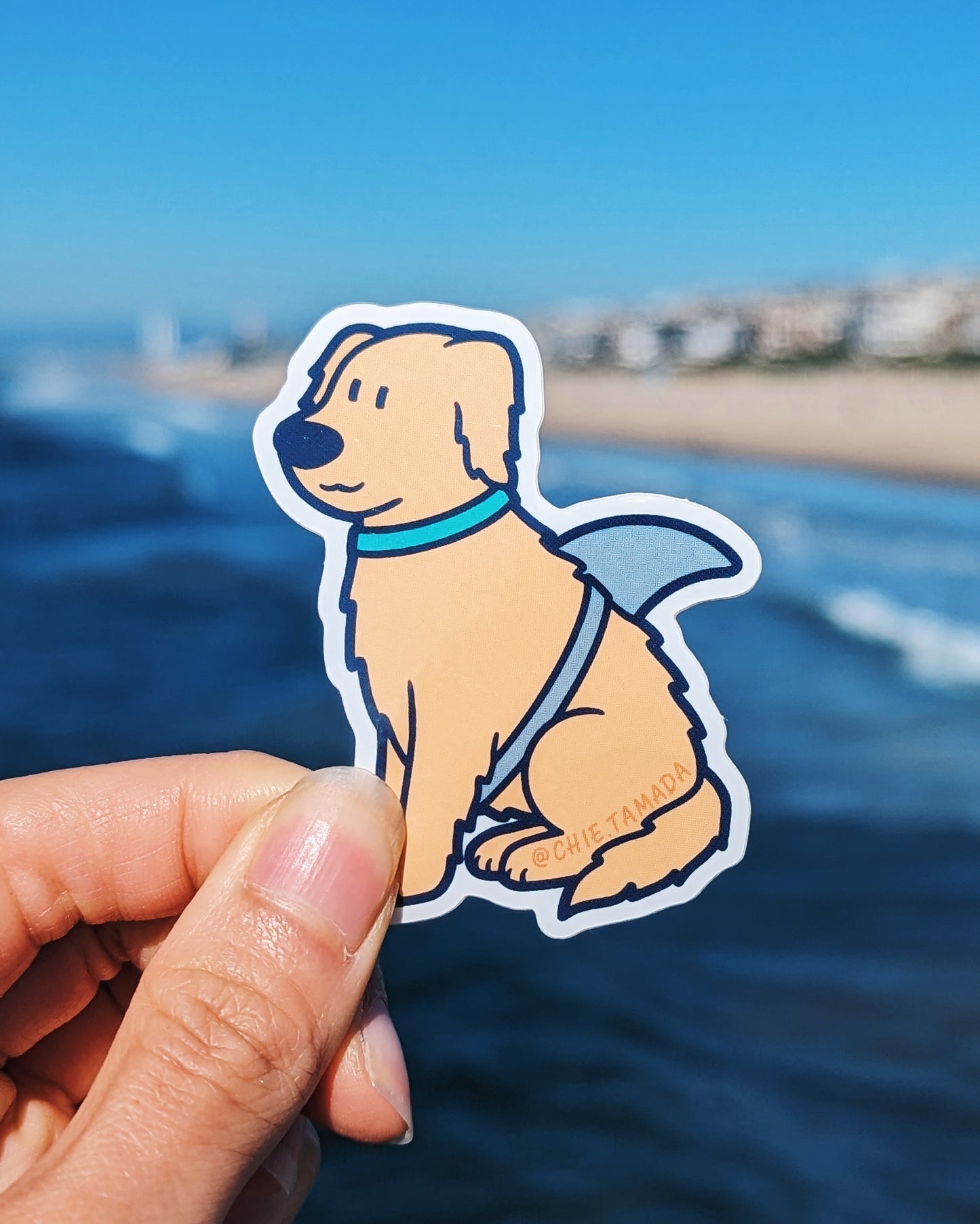Golden Retriever Dog Shark Sticker