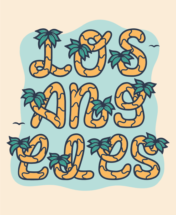 Los Angeles Palm Tree Illustration Lettering Animation