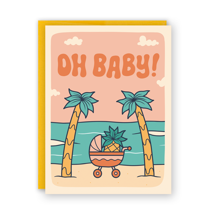 Palm Tree Oh Baby Red Greeting Card