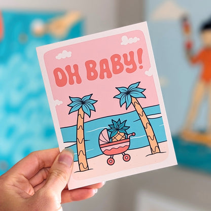 Palm Tree Oh Baby Red Greeting Card