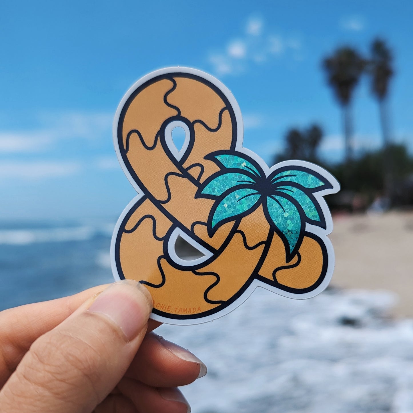 Ampersand Palm Tree Glitter Sticker