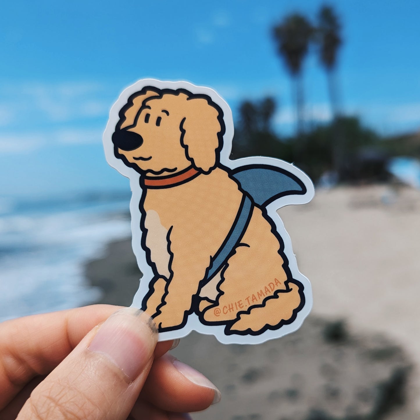Golden Doodle Dog Shark Sticker