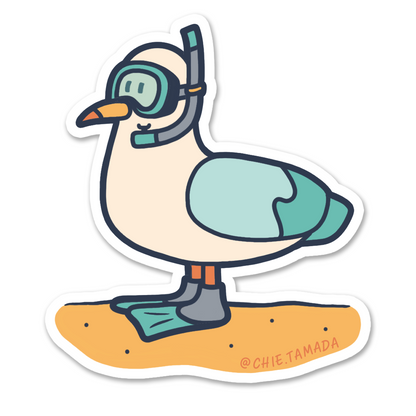 Snorkel Diver Bird Seagull Sticker