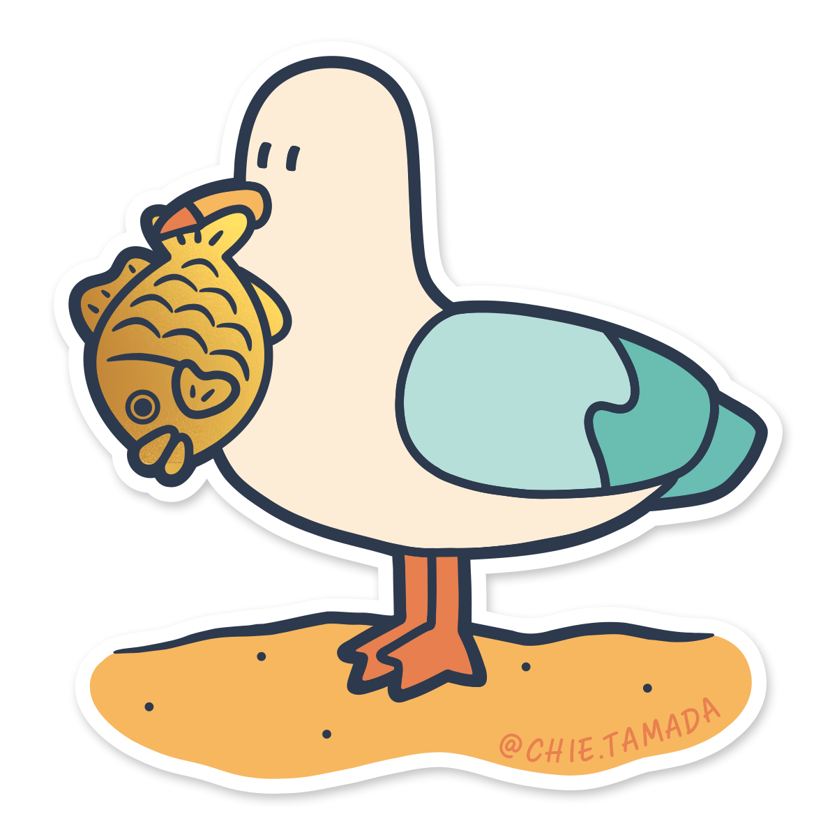 Taiyaki Seagull Beach Metallic Sticker