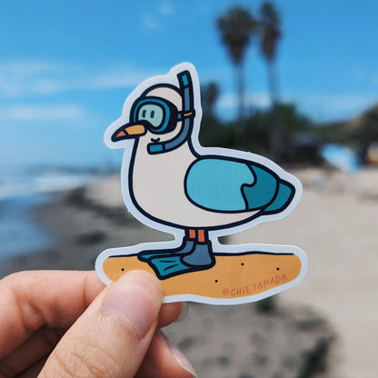Snorkel Diver Bird Seagull Sticker