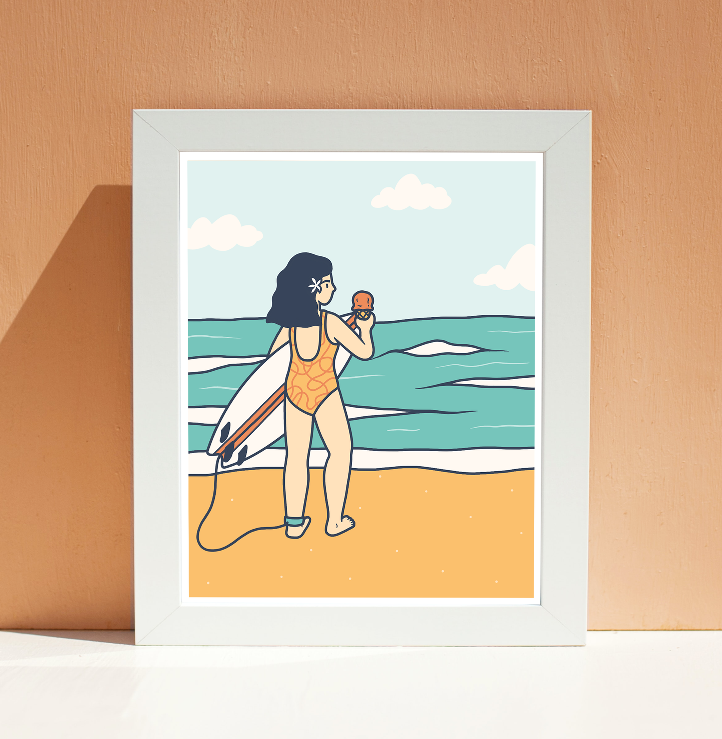 Surf Check Surfer Girl Ice Cream Wall Art Print