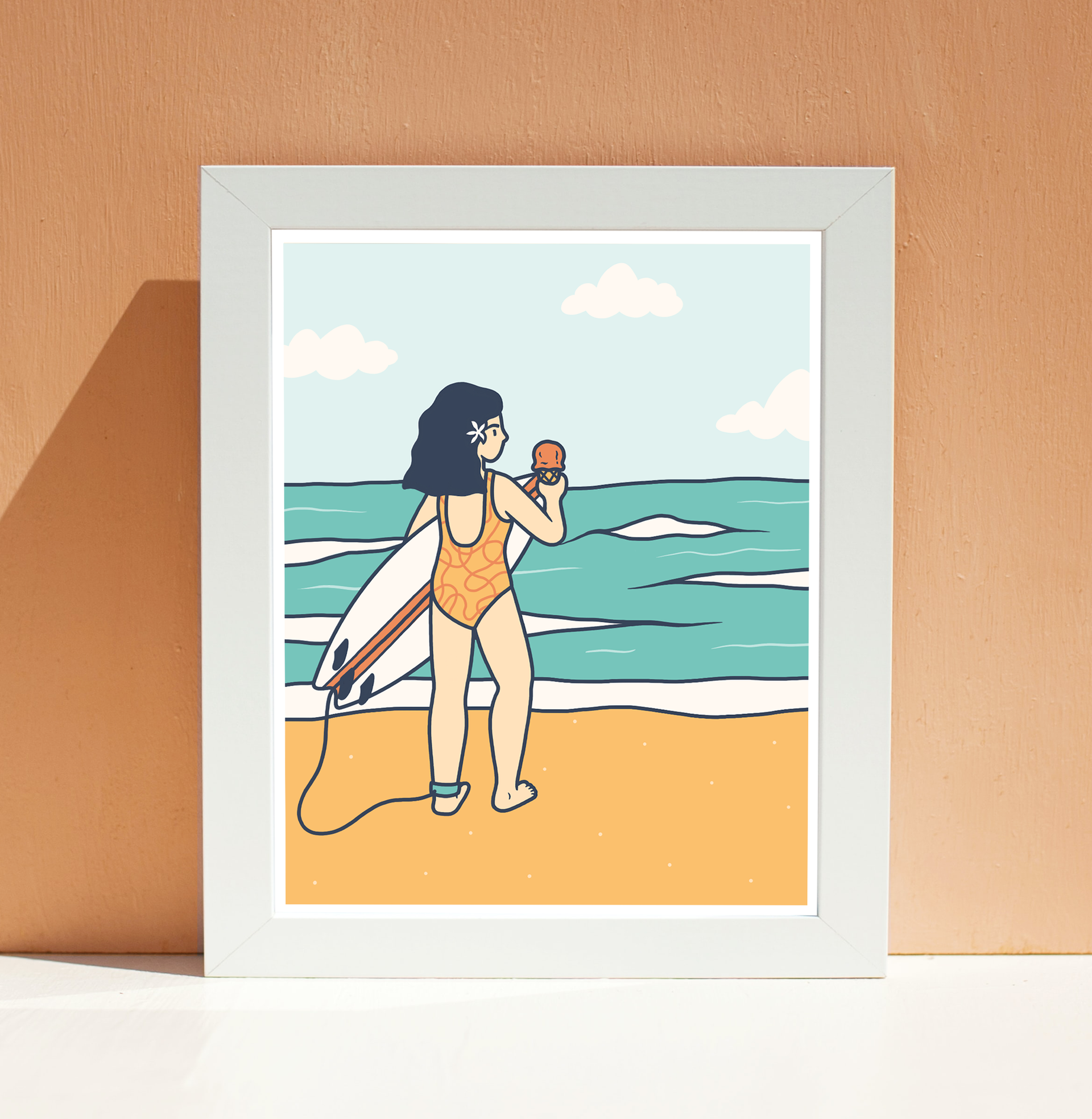 SURFER GIRL サーファー 壁掛けアート Surf Check Surfer Girl Ice Cream Wall Art Print – Chie Tamada