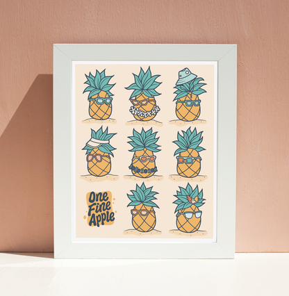 Pineapple Character Illustration Wall Art Print